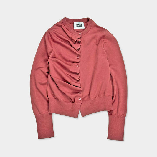 ALPHA STUDIO【春カーデ/春ニット/コットン100/アシンメトリー/エレガンス】アシンメトリーニット　ZI0706-02