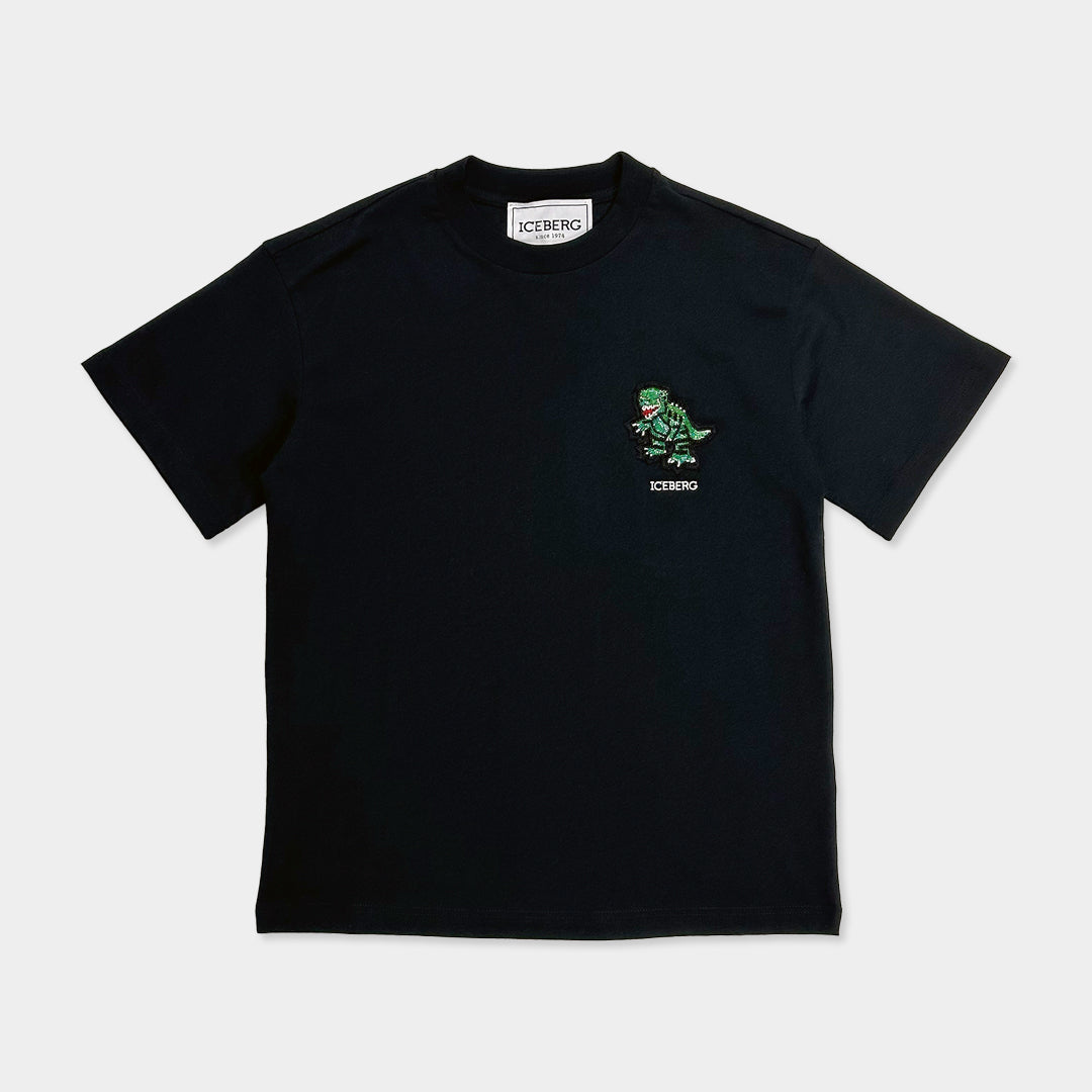 ICEBERG【白カットソー/刺繍ロゴ/恐竜/ダイナソー/コットン】刺繍ダイナソーカットソー　II0811-23
