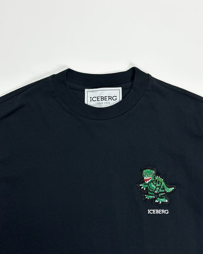 ICEBERG【白カットソー/刺繍ロゴ/恐竜/ダイナソー/コットン】刺繍ダイナソーカットソー　II0811-23