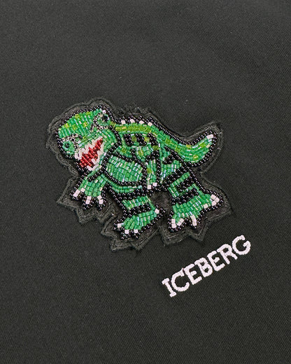 ICEBERG【白カットソー/刺繍ロゴ/恐竜/ダイナソー/コットン】刺繍ダイナソーカットソー　II0811-23