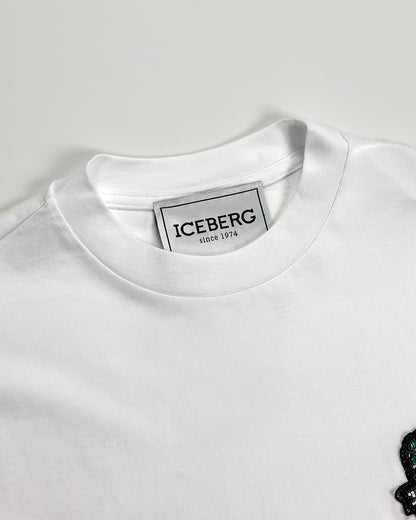 ICEBERG【白カットソー/刺繍ロゴ/恐竜/ダイナソー/コットン】刺繍ダイナソーカットソー　II0811-23