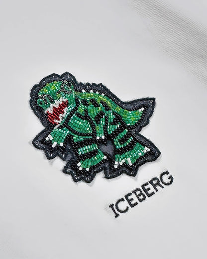 ICEBERG【白カットソー/刺繍ロゴ/恐竜/ダイナソー/コットン】刺繍ダイナソーカットソー　II0811-23