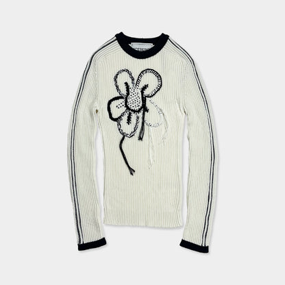 ICEBERG【リブニット/アイスフラワー/刺繍/コットン】アイスフラワーニット　II0704-35