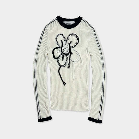 ICEBERG【リブニット/アイスフラワー/刺繍/コットン】アイスフラワーニット　II0704-35