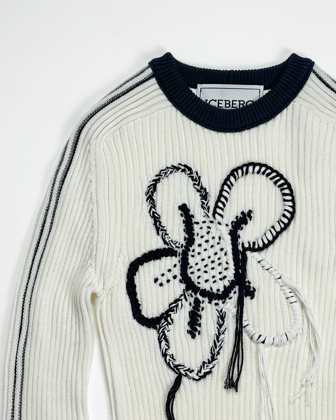 ICEBERG【リブニット/アイスフラワー/刺繍/コットン】アイスフラワーニット　II0704-35