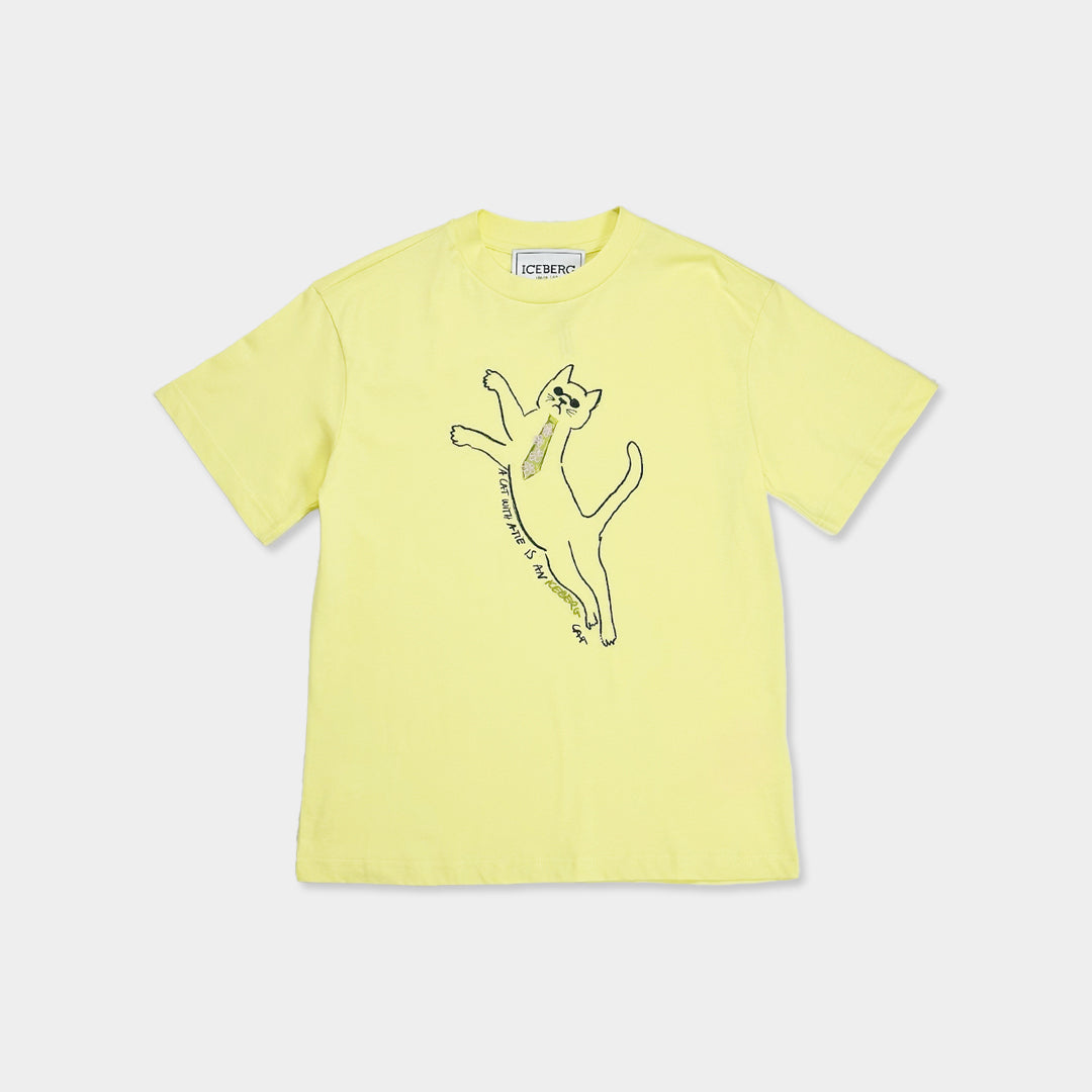 ICEBERG【コットン/ロゴ/刺繍/キャラクター】キャット刺繍Tシャツ　II0810-23