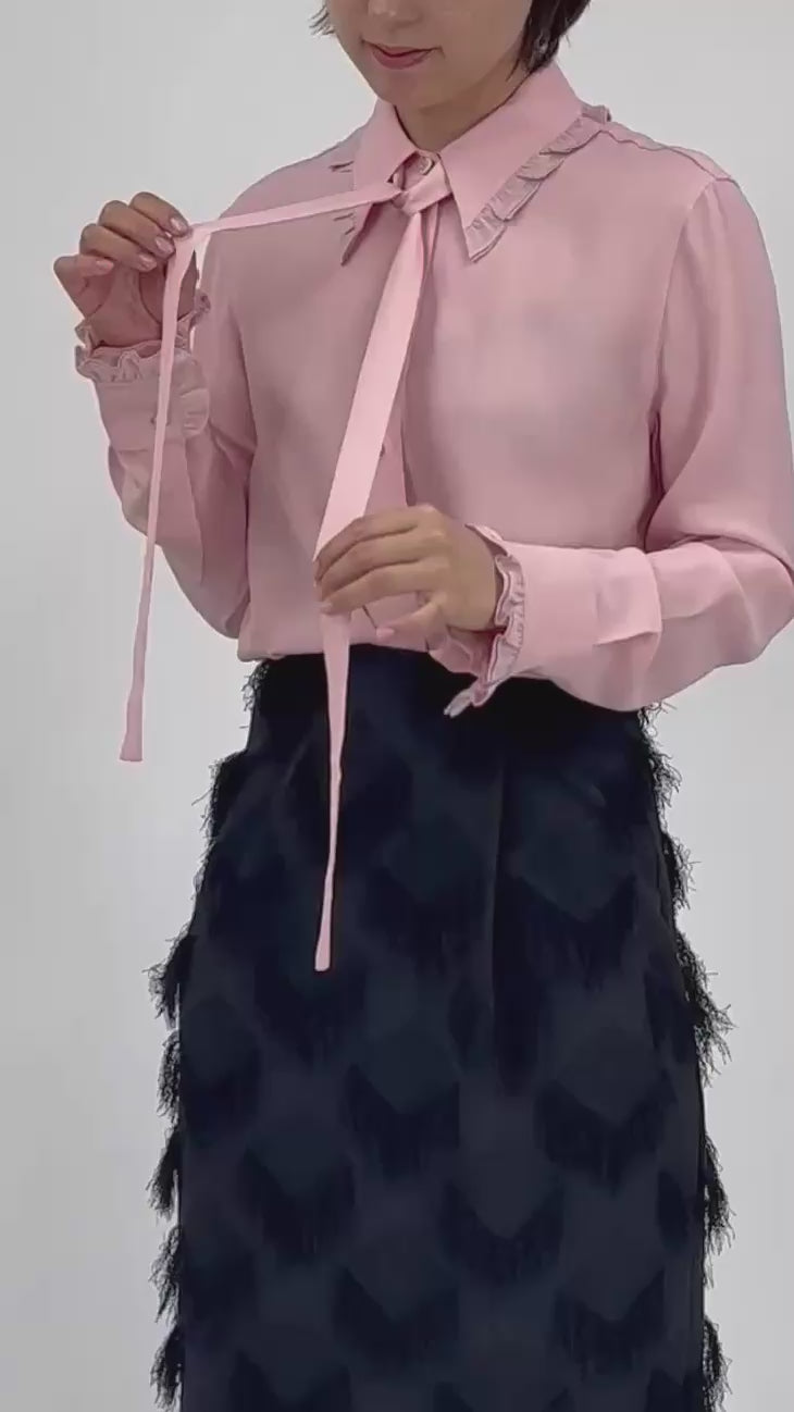 DOROTHEE SCHUMACHER【レーヨン/シルク/オケージョン/フリル/ピンク】キャンディブラウス　GH5613-22