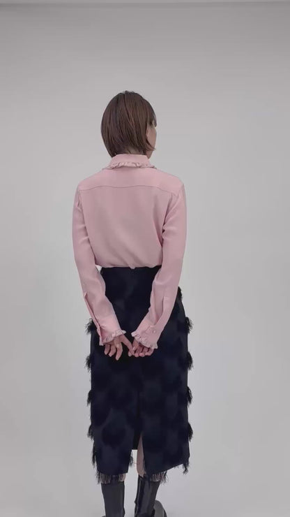 DOROTHEE SCHUMACHER【レーヨン/シルク/オケージョン/フリル/ピンク】キャンディブラウス　GH5613-22