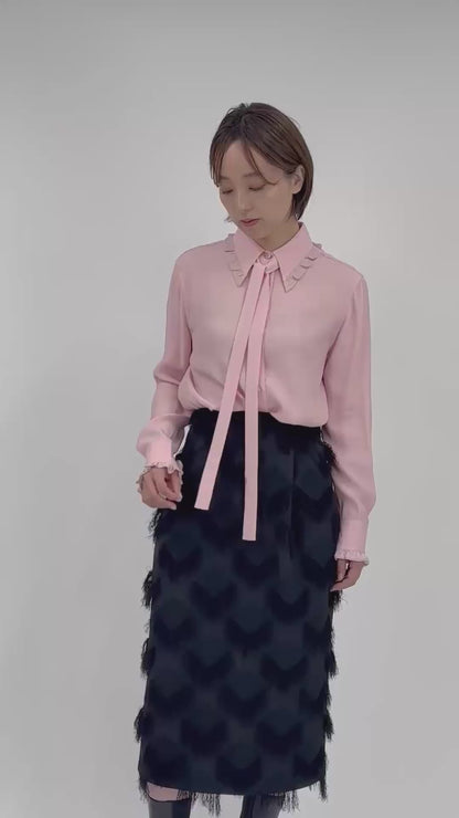 DOROTHEE SCHUMACHER【レーヨン/シルク/オケージョン/フリル/ピンク】キャンディブラウス　GH5613-22